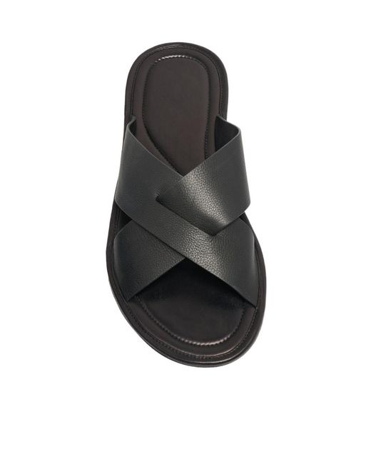 The Row Black Malick Crossed-Strap Sandals for men