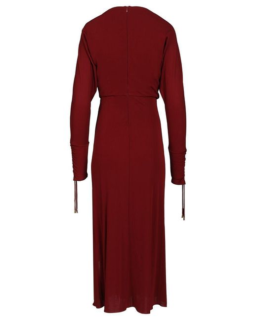 Max Mara Red Studio Gocce Ruched Midi Dress