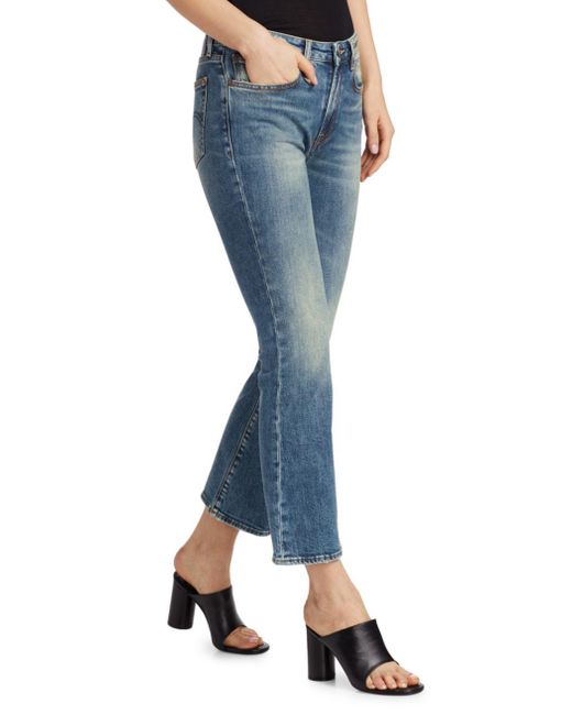 R13 Blue Mid-Rise Flared Jeans