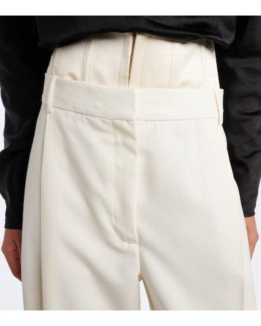 Rohe White High-Rise Wide-Leg Virgin Wool Pants