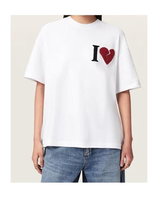 AllSaints White Heart Etta Oversized T-Shirt