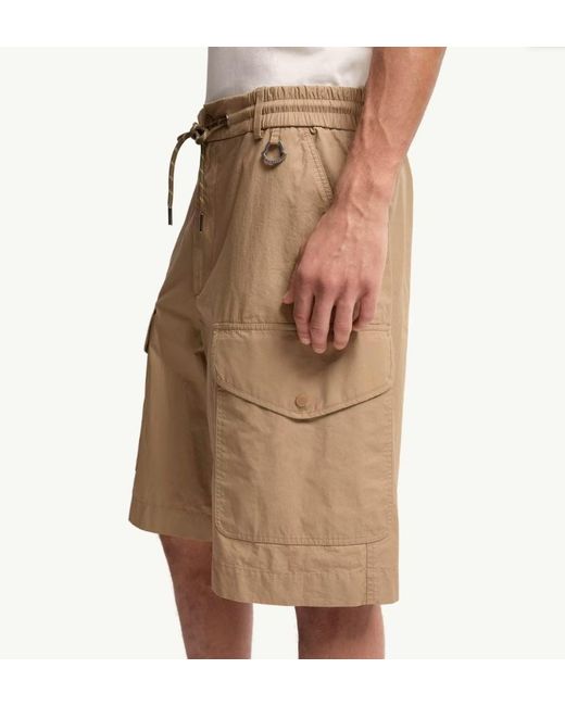 Moncler Natural Drawstring Cargo Shorts for men