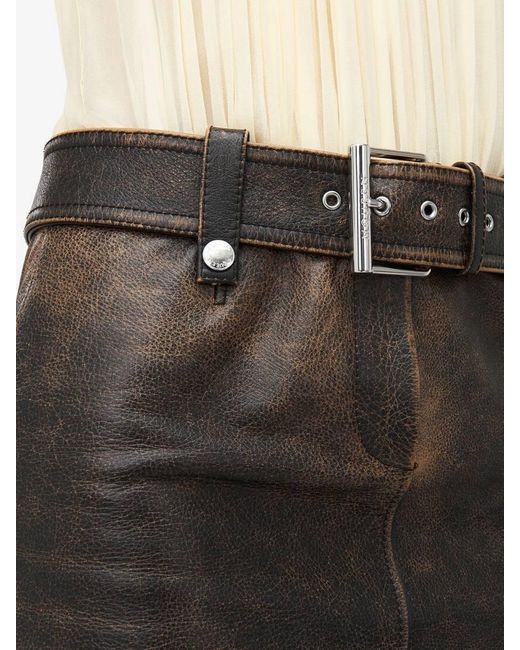 McQueen Brown Belted Leather Mini Skirt