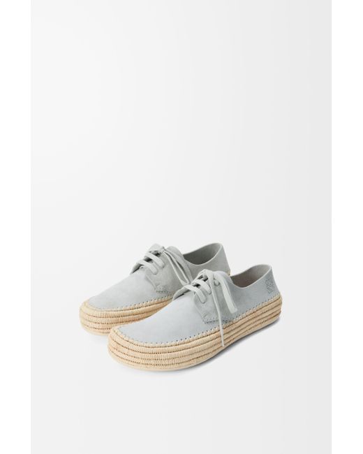 Loewe White Rio Petal-Toe Raffia-Trimmed Lace-Up Shoes for men