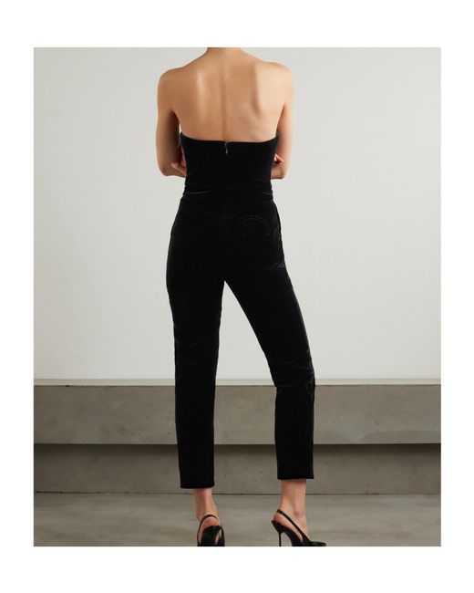 Blazé Milano Black Clyde Strapless Velvet Jumpsuit