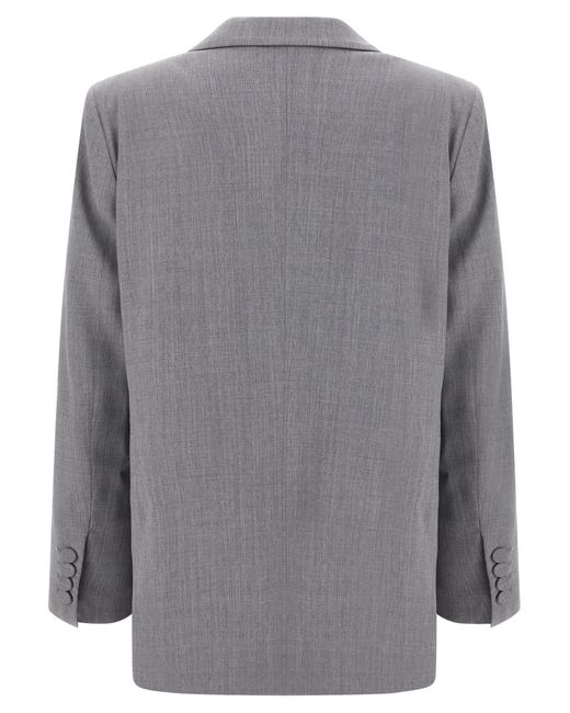 Blazé Milano Gray Double-Breasted Curved-Pocket Blazer
