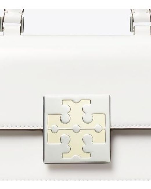 Tory Burch White Bon Bon Logo Plaque Mini Top Handle Bag