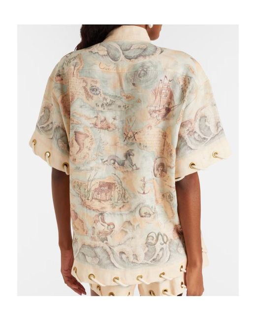 Zimmermann Natural Printed Linen Shirt