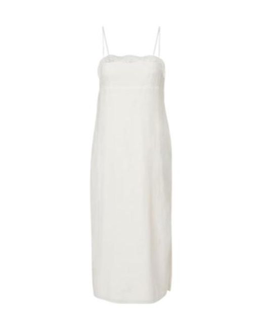 Posse White Darya Embroidered Linen And Cotton Midi Dress