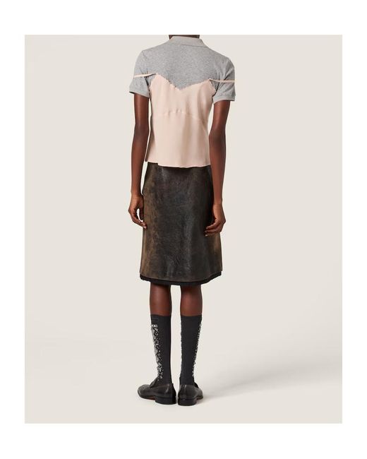 Miu Miu Gray Marocain Crepe Top