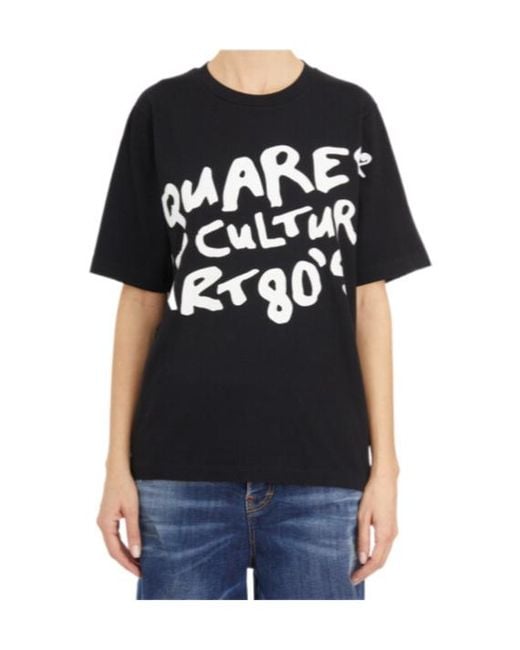 DSquared² Black Logo Printed Crewneck T-Shirt