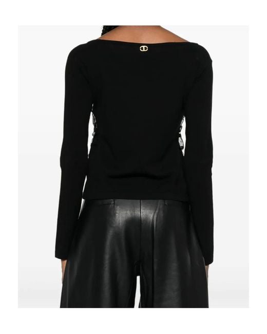 Twinset Black Ruffled Polka-Dot Blouse