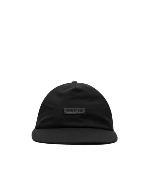Fear Of God Black Logo-Patch Flat Brim Baseball Cap for men