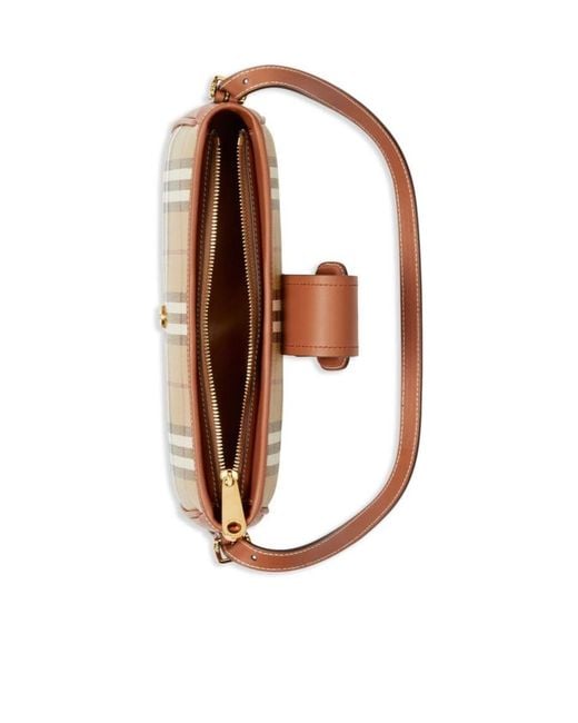 Burberry Brown Check Printed Buckle-Detailed Shoulder Bag