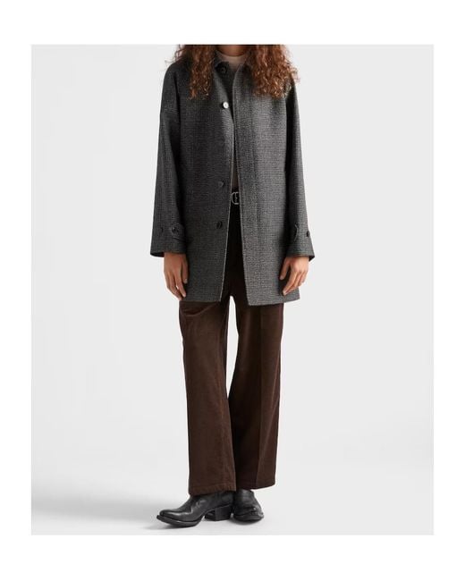 Prada Gray Long-Sleeved Button-Up Coat for men