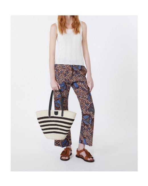 Weekend by Maxmara Blue Printed Straight Trousers