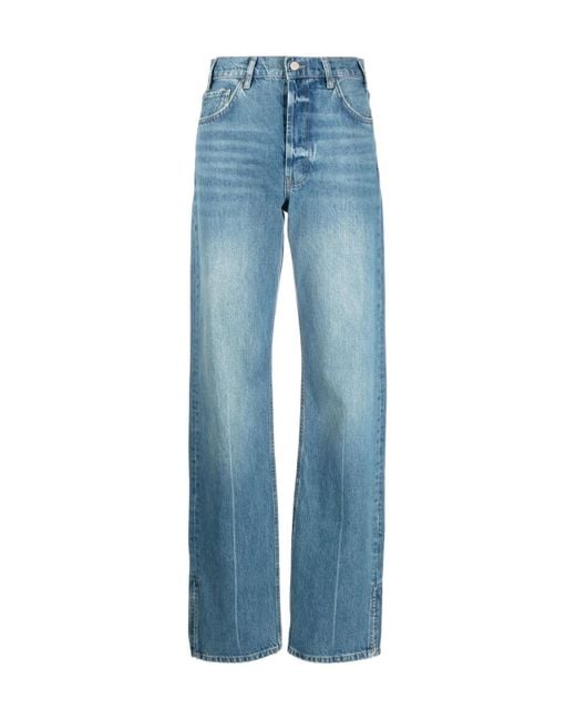 Anine Bing Blue Roy Mid-Rise Straight Jeans