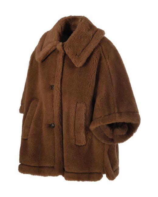 Max Mara Brown Collared Short-Sleeved Coat