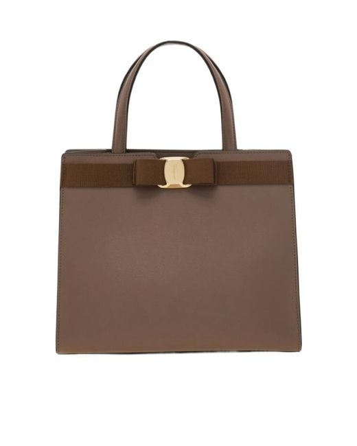 Ferragamo Brown Viva Bow Tote Bag