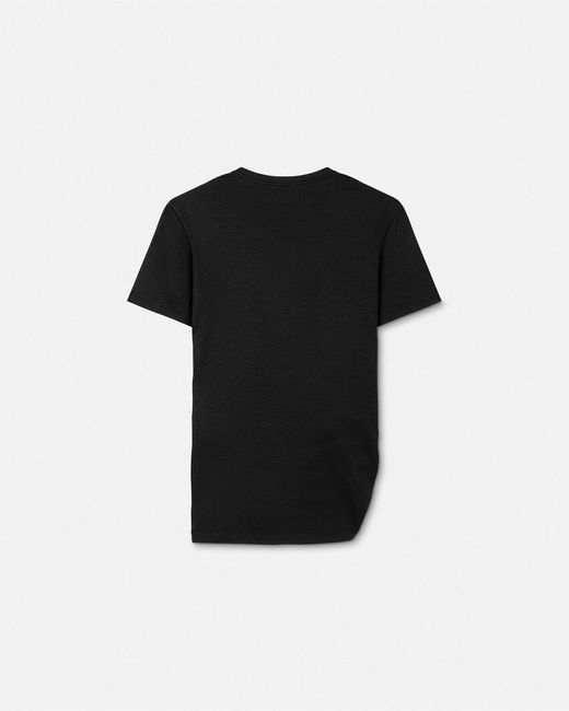 Versace Black Safety Pin Detailed Short-Sleeved Top