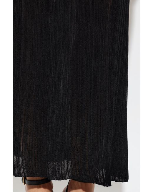 Balmain Black Elastic Waist Midi Skirt