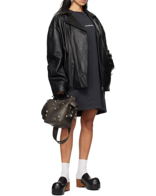Acne Black Zip-Up Biker Jacket for men