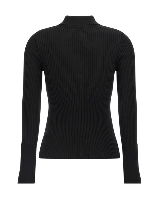 Courreges Black Ribbed Polo Top