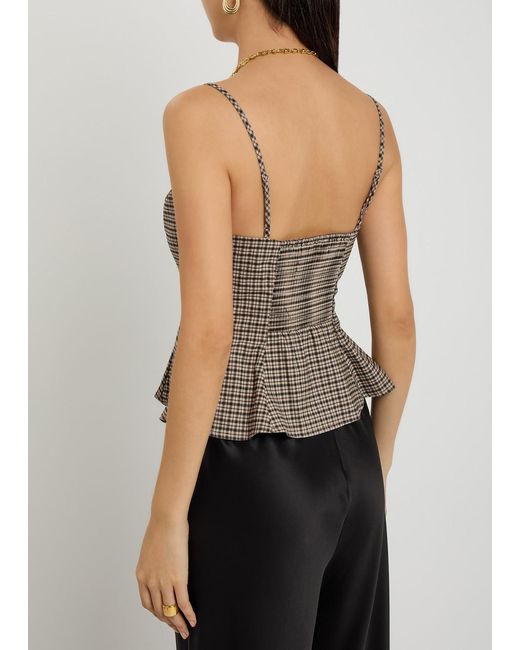 Reformation Brown Genevieve Plaid Woven Top
