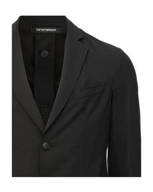 Emporio Armani Black Lapel Long-Sleeved Suit Jacket for men