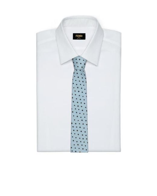 Fendi Blue Falena Micro Dots Printed Tie for men