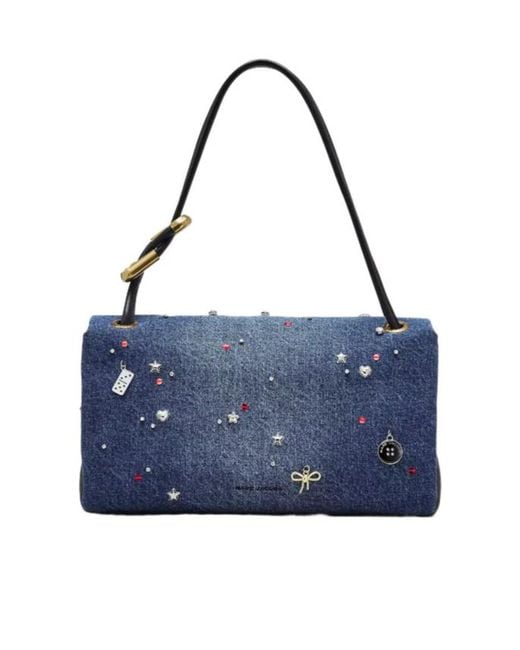 Marc Jacobs Blue The Trinket Charm Denim Large Dual Bag