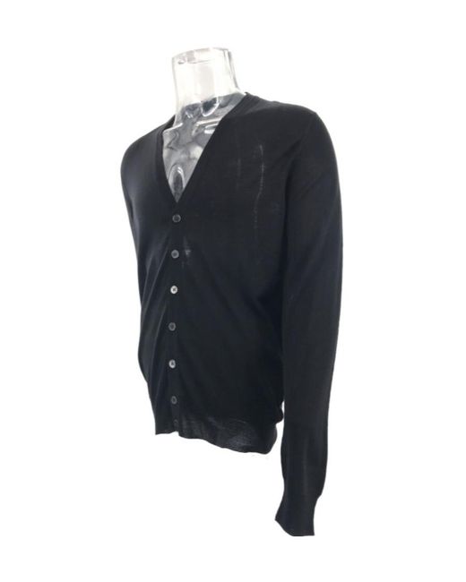 Ferragamo Blue V-Neck Button Sweater for men