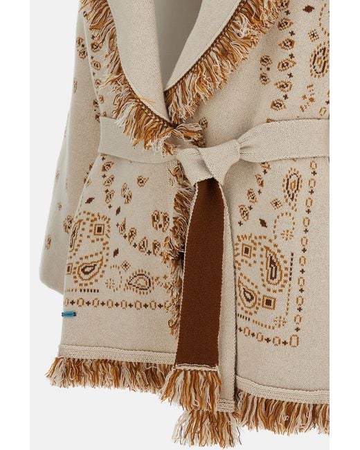 Alanui Brown Fringed Belted Cardigan