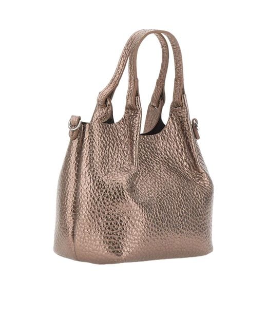 Gianni Chiarini Brown Small Dua Grain-Leather Tote Bag