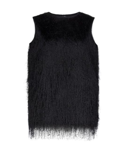 Loulou de Saison Black Yasmin Textured Sleeveless Top