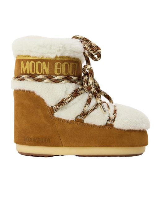 Moon Boot Natural Caramel Suede Shearling