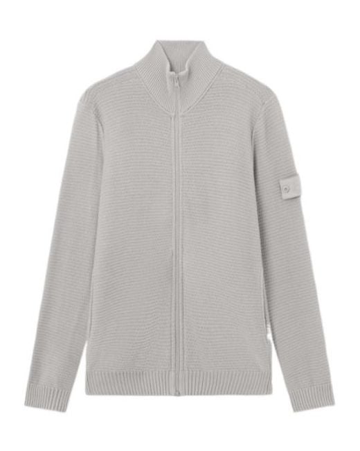 Stone Island Gray Logo-Patch Cardigan for men