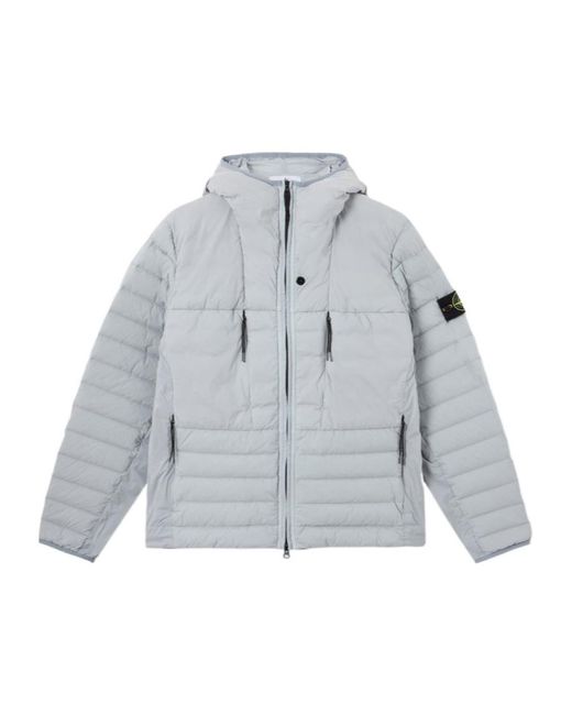 Stone Island Gray Zip-Up Down Jacket for men