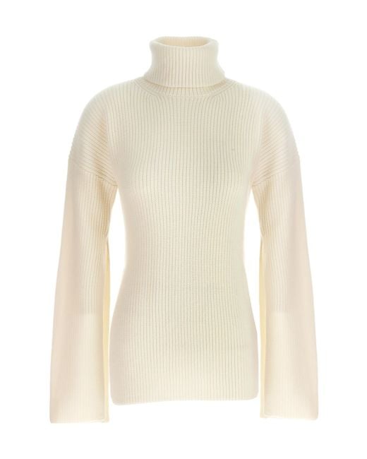 Totême White Totême Ribbed High Neck Knitted Sweater