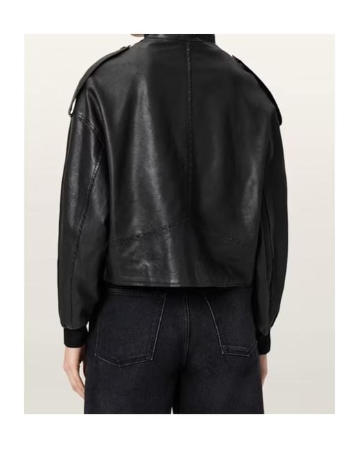 AllSaints Black Lowden Leather Jacket
