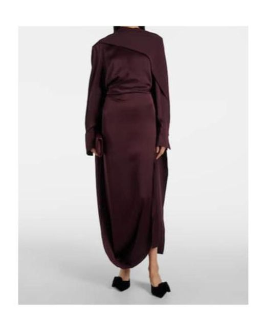 Erdem Purple Draped Satin Midi Dress