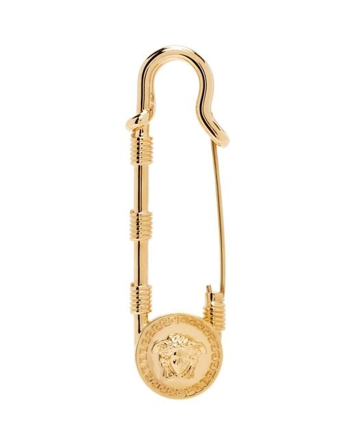 Versace Metallic Medusa Safety Pin Brooch