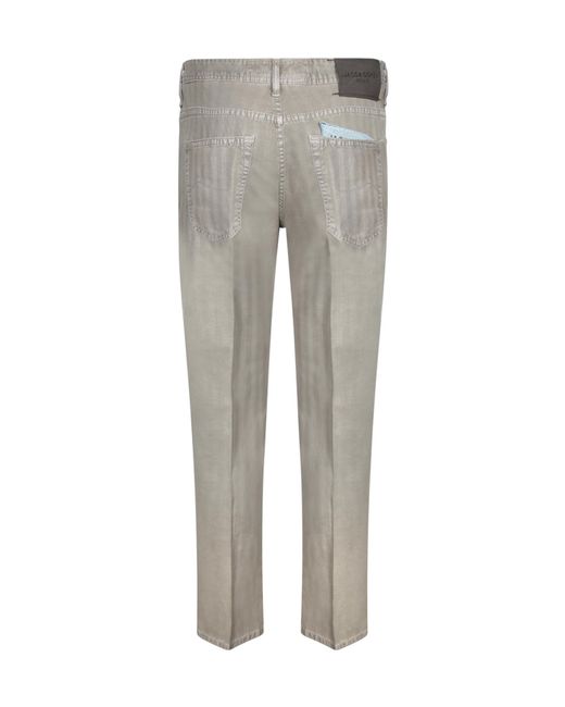 Jacob Cohen Gray Scott Chambray Straight-Leg Trousers for men