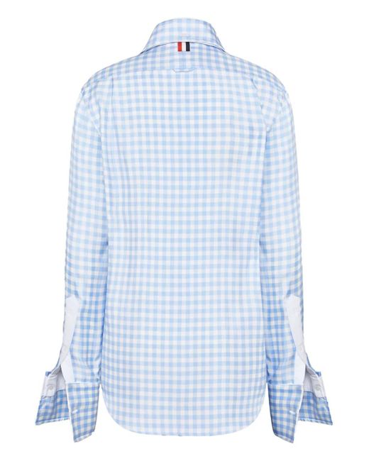 Thom Browne Blue Twill Gingham Shirt