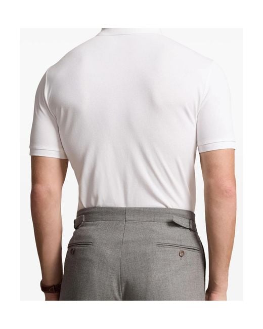 Polo Ralph Lauren White Custom Slim Fit Stretched Polo Shirt for men