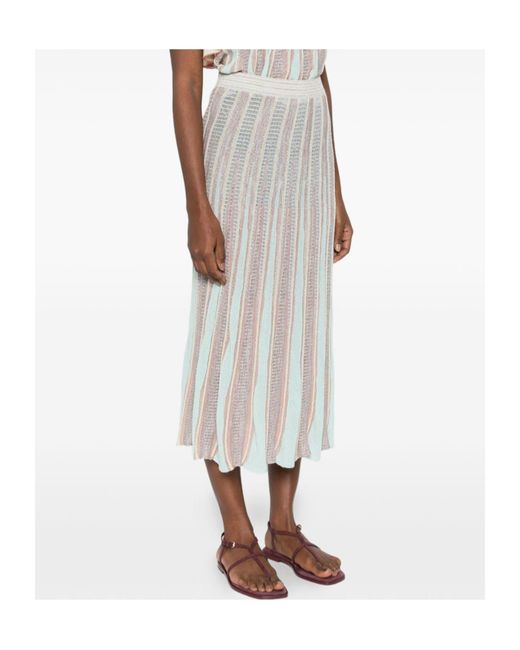 Forte_forte White Striped Midi Skirt
