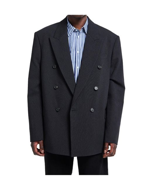 Acne Blue Double-Breasted Blazer for men