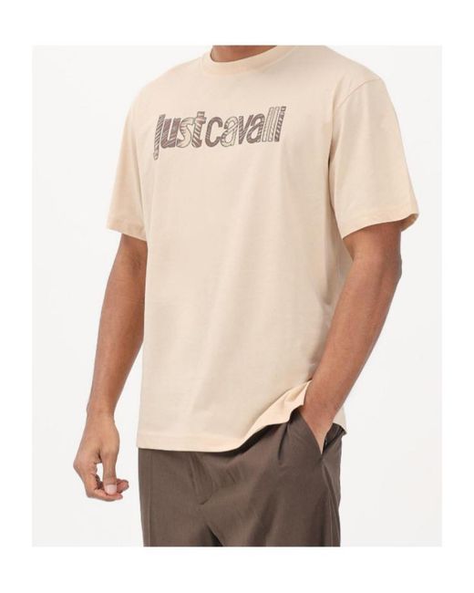 Just Cavalli White Logo Print T-Shirt for men