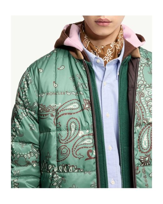 Moncler Green Chalvron Reversible Down Bomber Jacket for men