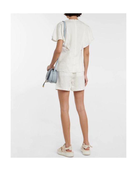 Chloé White Lotus Leaf Sleeve Blouse